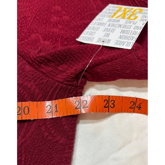 LuLaRoe Womens Dress Size 3XL Amelia Solid Red Embossed Scrolls Paisley 3X NWT - Picture 4 of 5